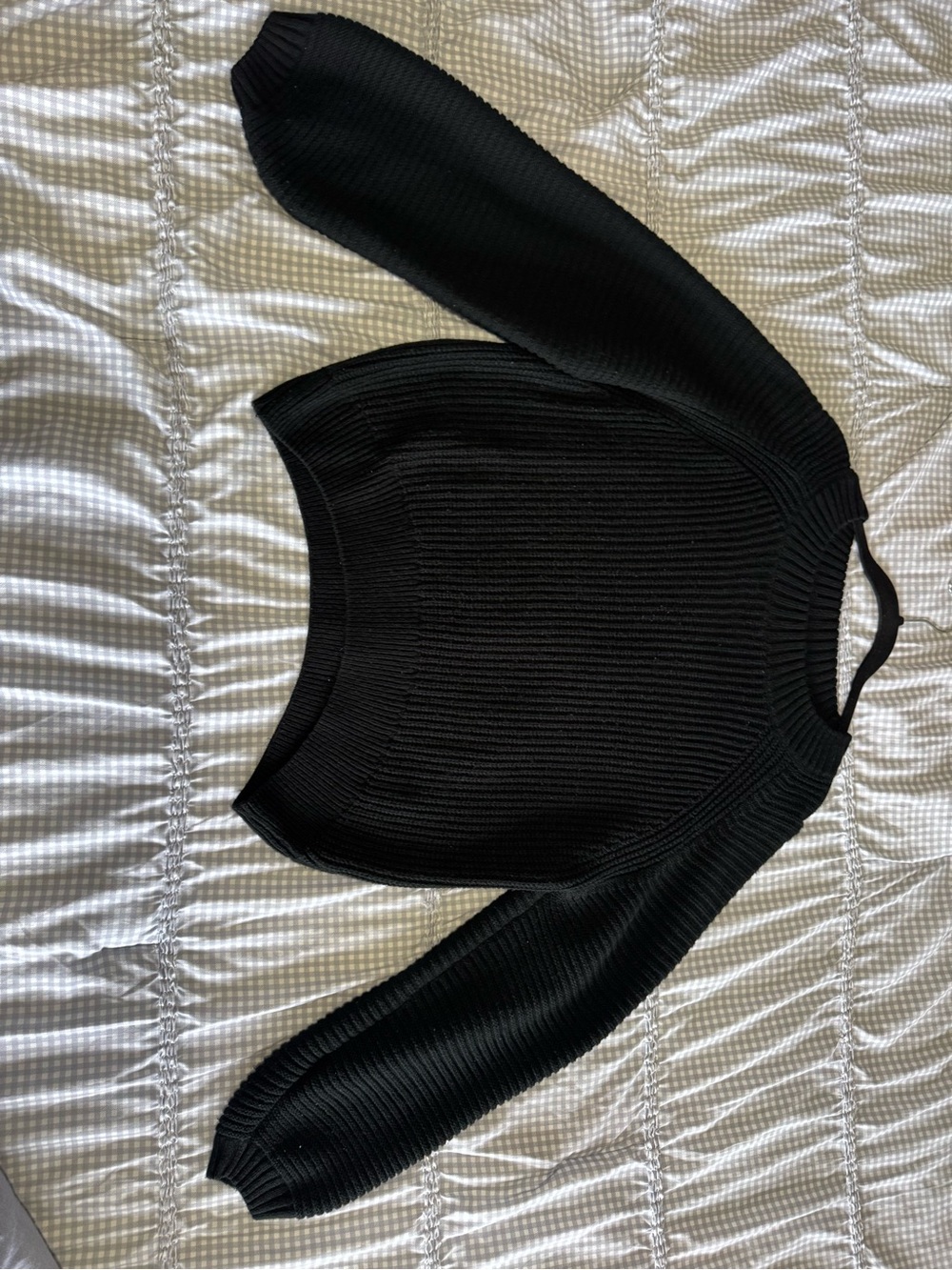 Classic Black Ribbed Crewneck Sweater